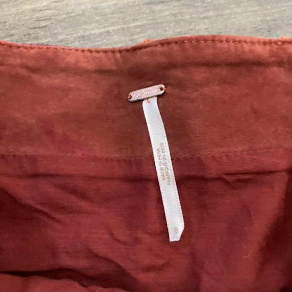 NWOT Free People Hanson Patched Suede Mini Skirt Boho Orange Sz 0 - Picture 5 of 8